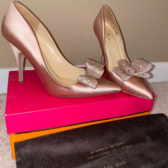 kate spade Shoes - Kate Spade Lynda Satin Rosegold Pumps